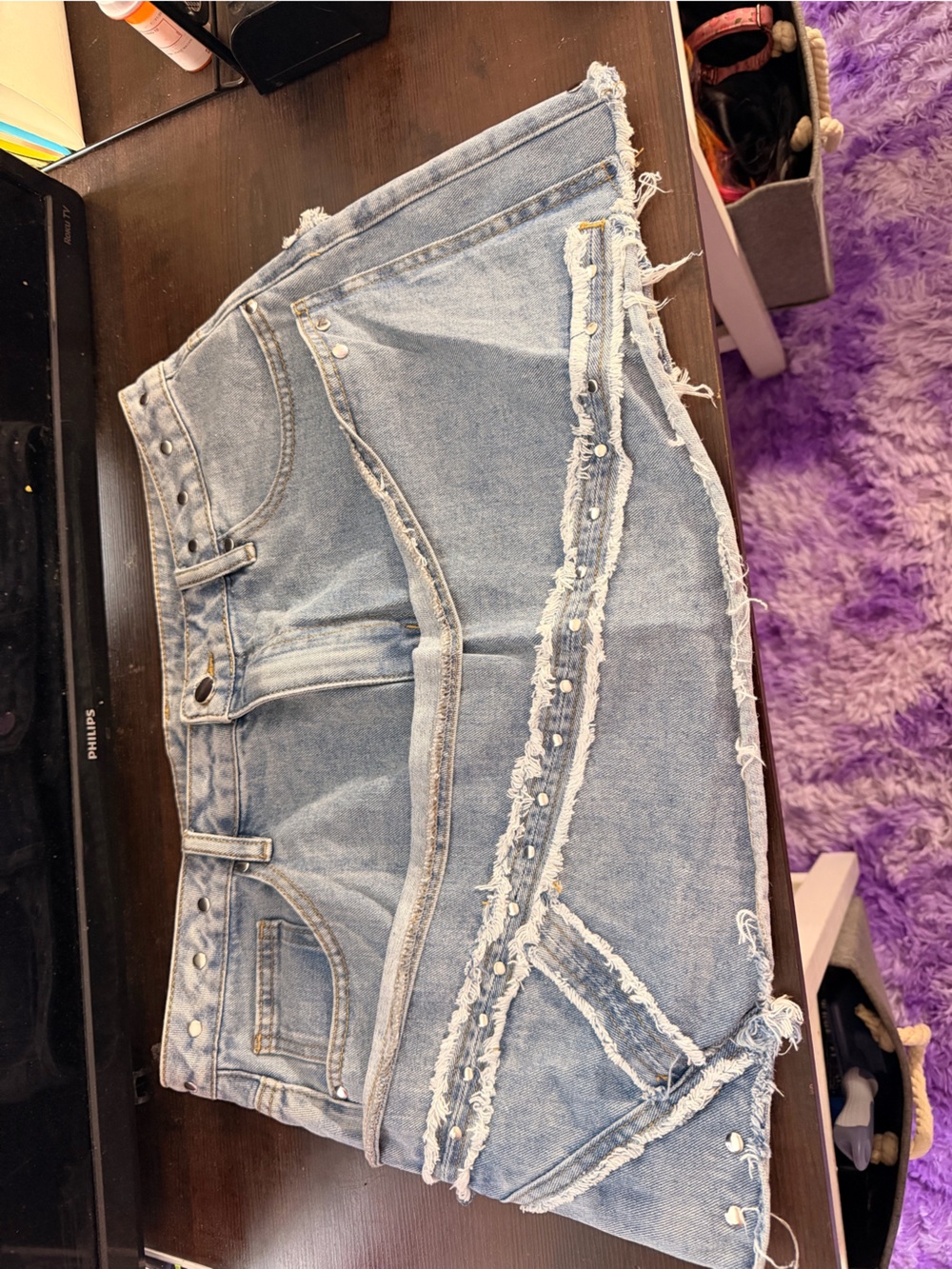 Fashion Nova Light Blue Distressed Denim Mini Shorts